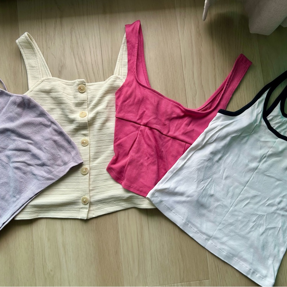 Stylish Women's Tank Tops - Cream, Pink, White